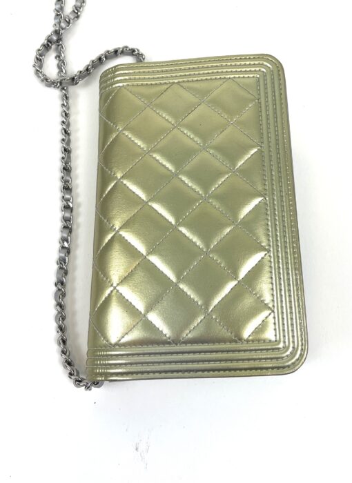 Chanel Boy Series 21 Gold and Silver Metallic Wallet on a Chain SHW 14