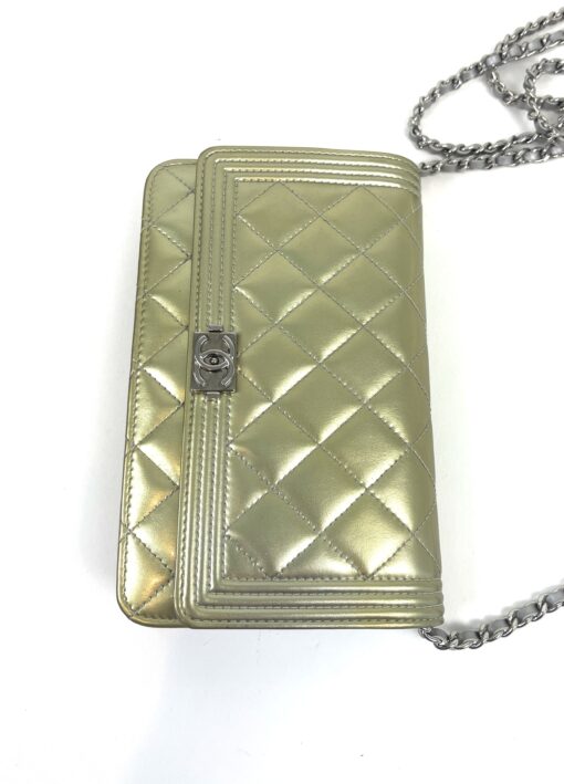 Chanel Boy Series 21 Gold and Silver Metallic Wallet on a Chain SHW 13