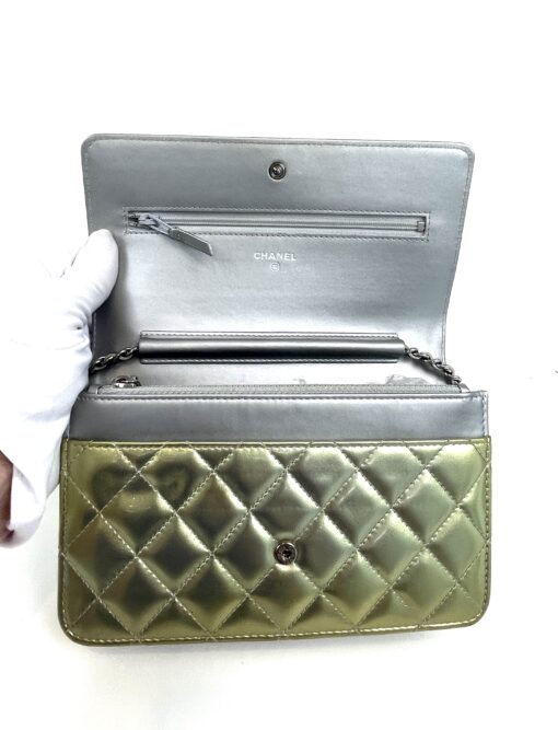 Chanel Boy Series 21 Gold and Silver Metallic Wallet on a Chain SHW 12