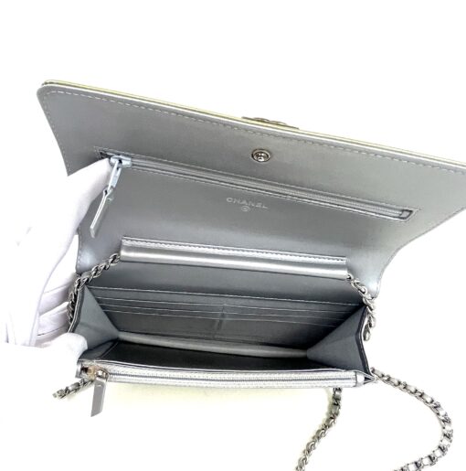 Chanel Boy Series 21 Gold and Silver Metallic Wallet on a Chain SHW 10