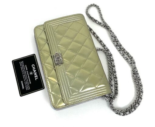 Chanel Boy Series 21 Gold and Silver Metallic Wallet on a Chain SHW 6