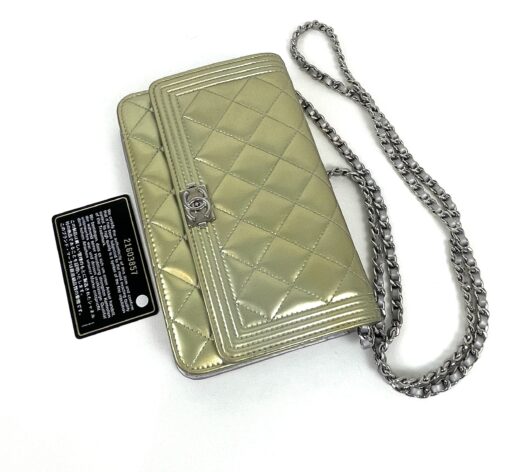 Chanel Boy Series 21 Gold and Silver Metallic Wallet on a Chain SHW 4