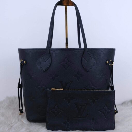 Louis Vuitton Neverfull MM Black Empreinte and Pouch 3