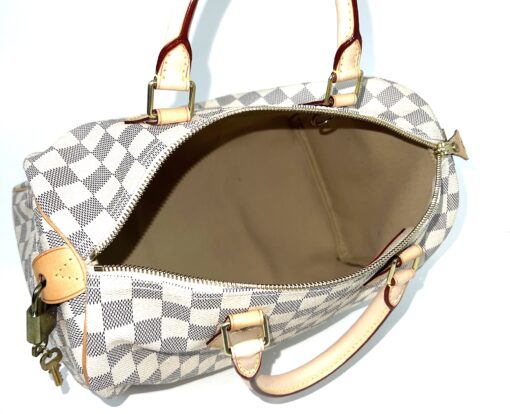 Louis Vuitton Damier Azur Canvas Speedy 30 Satchel Handbag 12