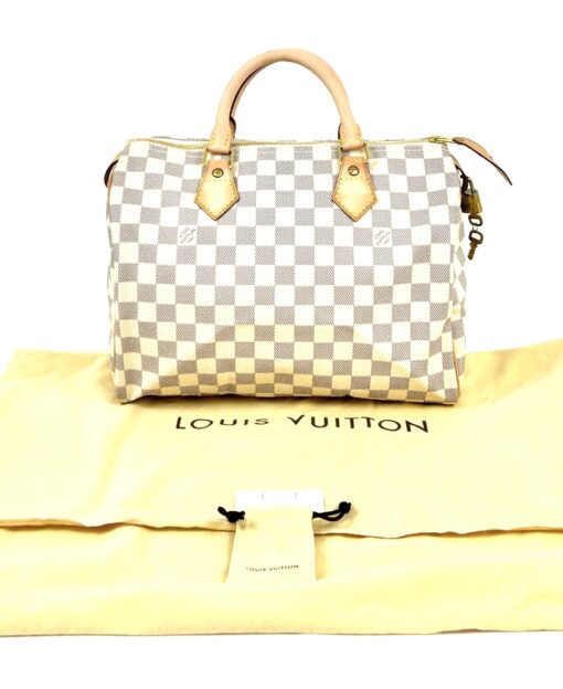 Louis Vuitton Damier Azur Canvas Speedy 30 Satchel Handbag 3