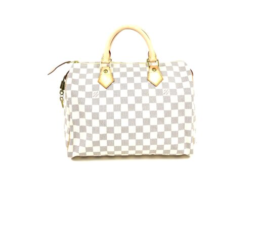 Louis Vuitton Damier Azur Canvas Speedy 30 Satchel Handbag 4