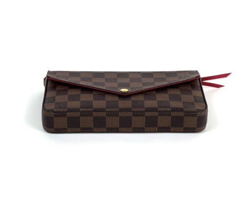 Louis Vuitton Damier Ebene Pochette Felicie Crossbody with Cerise Red Interior 10