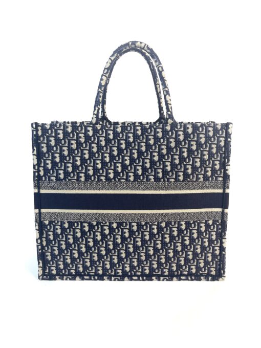 Dior Large Book Tote Ecru and Blue Dior Oblique Embroidery 3