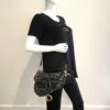 Dior Limited Edition Mizza Saddle Bag Black/Grey Leopard with Dior Shoulder Strap 6