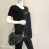 Dior Limited Edition Mizza Saddle Bag Black/Grey Leopard with Dior Shoulder Strap 7