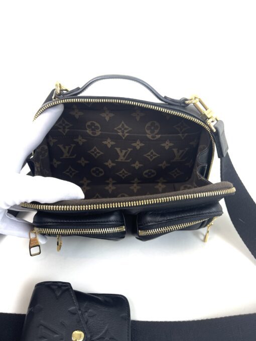 Louis Vuitton Calfskin Monogram Embossed Utility Crossbody Black 24