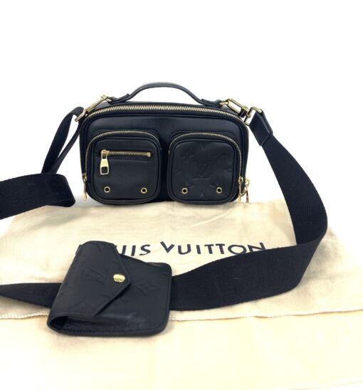 Louis Vuitton Calfskin Monogram Embossed Utility Crossbody Black 3