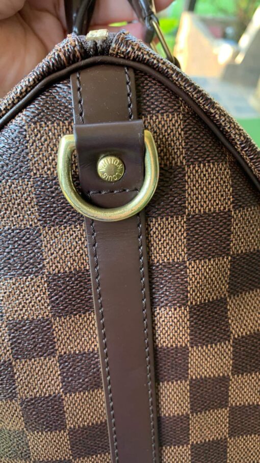 Louis Vuitton Damier Ebene Speedy Bandouliere 25 Red 19