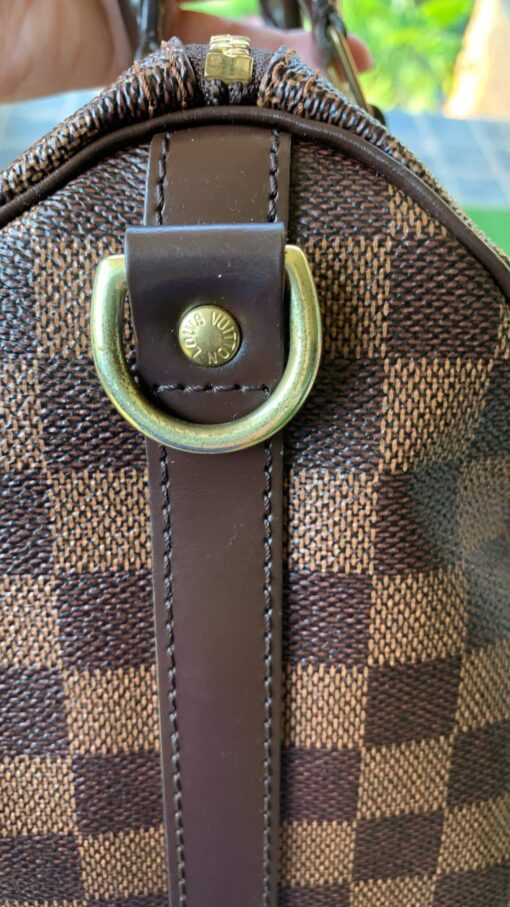 Louis Vuitton Damier Ebene Speedy Bandouliere 25 Red 17