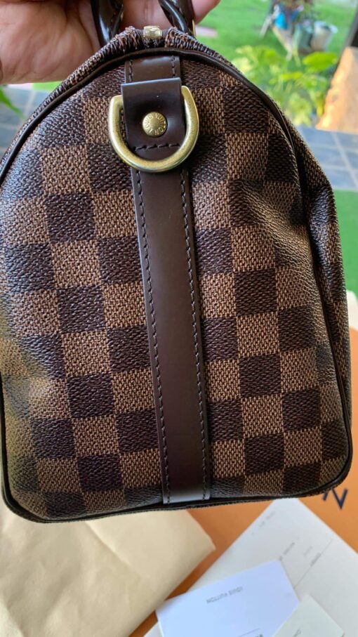 Louis Vuitton Damier Ebene Speedy Bandouliere 25 Red 16