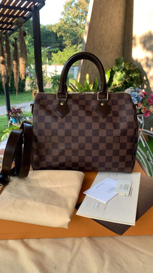 Louis Vuitton Damier Ebene Speedy Bandouliere 25 Red 4