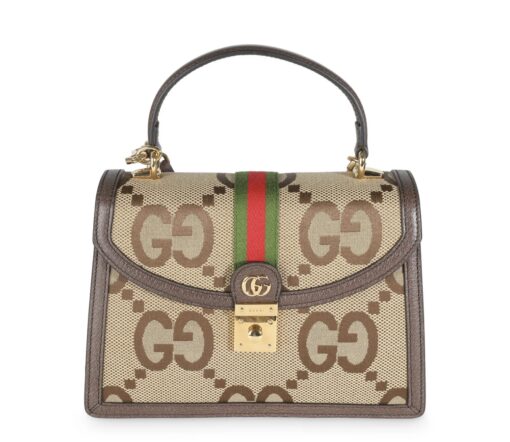 Gucci Ophidia Jumbo G Small Canvas Tote Shoulder Bag Beige