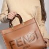 Fendi Medium Brown Caramel Sunshine Tote Shopper and Black Victorine Wallet #2 Affirm 4