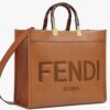 Fendi Medium Brown Caramel Sunshine Tote Shopper