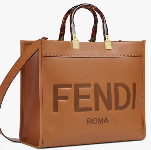 Fendi Medium Brown Caramel Sunshine Tote Shopper