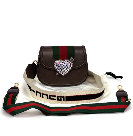 Gucci Small Linea Totem Bag Brown with Crystal Heart - Image 6