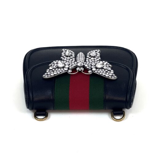 Gucci Linea Crystal Butterfly Stripe Small Totem Shoulder Bag Black - Image 13