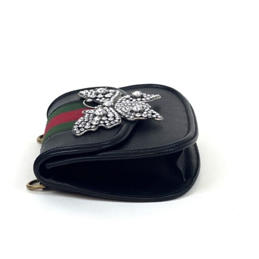 Gucci Linea Crystal Butterfly Stripe Small Totem Shoulder Bag Black - Image 12