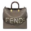 Fendi Sunshine Shopper Tote Vitello King Plexiglass Elaphe Python Print Logo Medium Miele Scuro Taupe