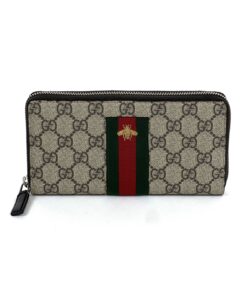 Gucci Supreme Monogram Zip Around Bee Wallet