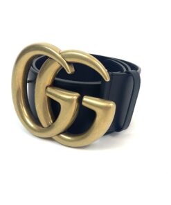 Gucci Marmont 3″ Extra Wide Black Leather Belt Double G Size 85 #1