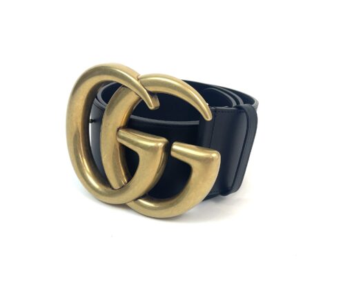 Gucci Marmont 3" Extra Wide Black Leather Belt Double G Size 85 #1