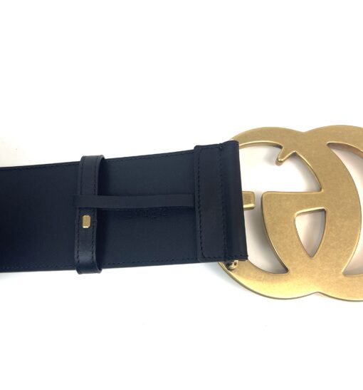 Gucci Marmont 3" Extra Wide Black Leather Belt Double G Size 85 #1 - Image 11