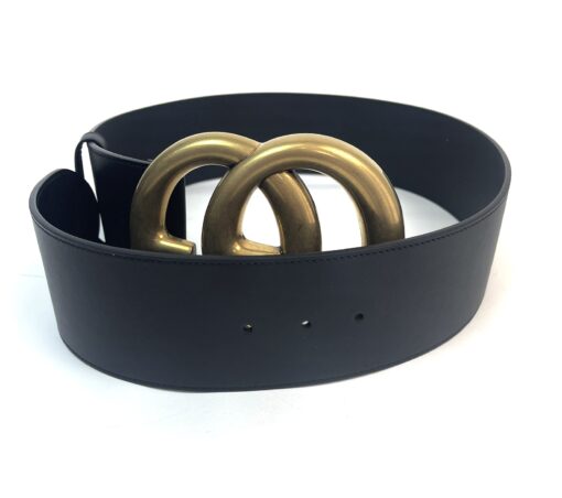 Gucci Marmont 3" Extra Wide Black Leather Belt Double G Size 85 #1 - Image 9