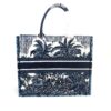 CHRISTIAN DIOR Canvas Embroidered Large Palm Tree Toile De Jouy Book Tote Blue Multicolor 4