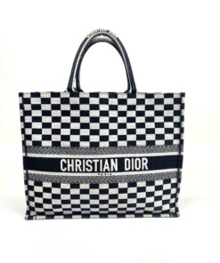 Christian Dior Large Book Tote Black and White Checkered