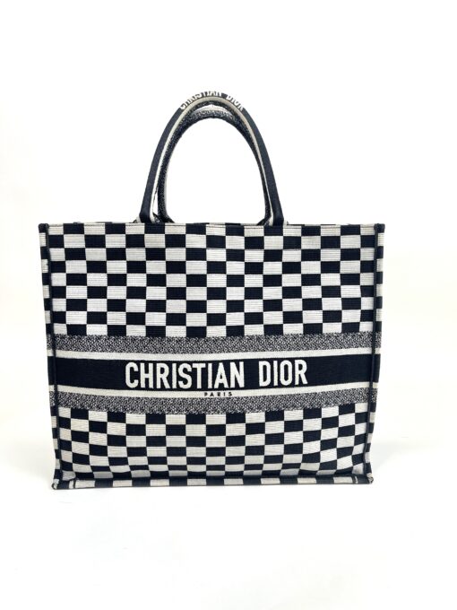 Christian Dior Large Book Tote Black and White Checkered