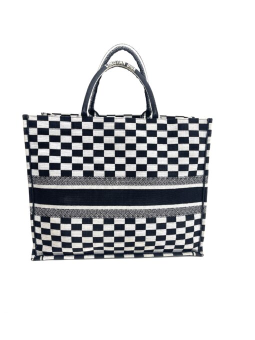 Christian Dior Large Book Tote Black and White Checkered 3