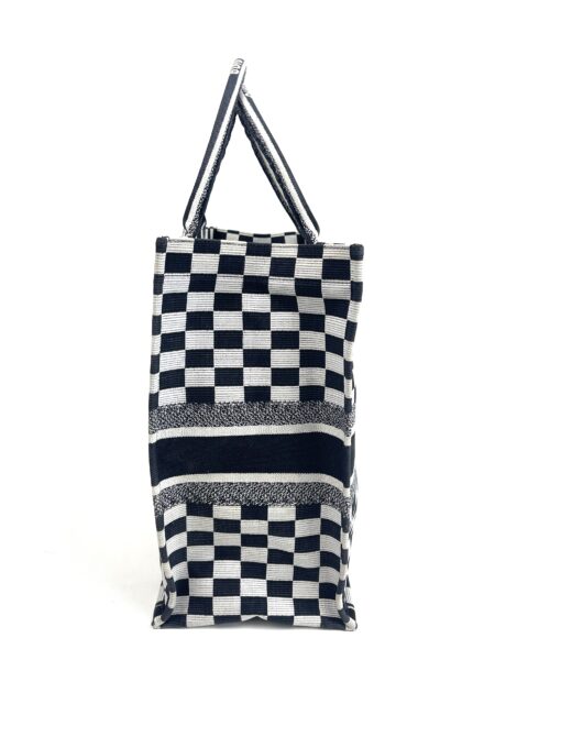 Christian Dior Large Book Tote Black and White Checkered 6