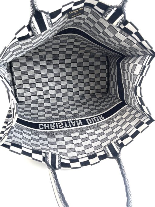 Christian Dior Large Book Tote Black and White Checkered 5