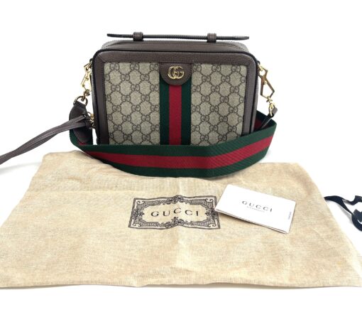 Gucci Supreme Monogram Web Small Ophidia Top Handle Shoulder Bag Brown - Image 3