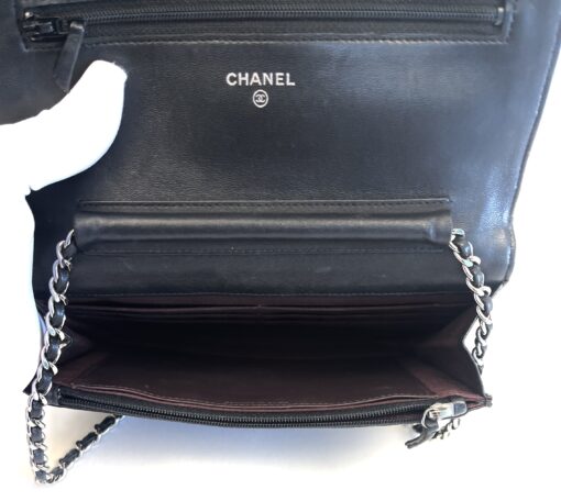 CHANEL Black Classic Wallet On Chain WOC Crossbody Lambskin SHW 5