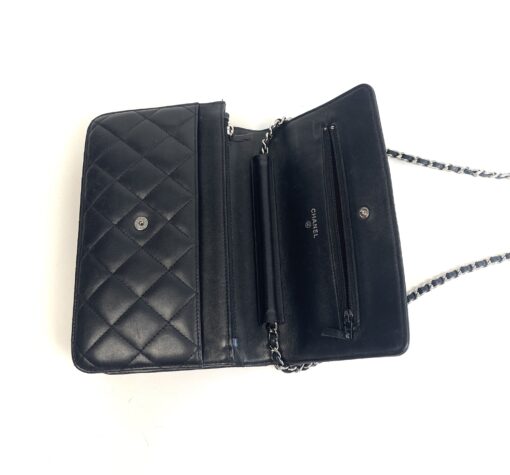 CHANEL Black Classic Wallet On Chain WOC Crossbody Lambskin SHW 10