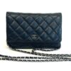 CHANEL Black Classic Wallet On Chain WOC Crossbody Lambskin SHW