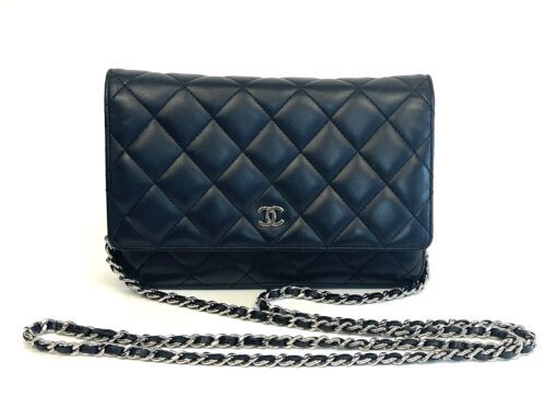 CHANEL Black Classic Wallet On Chain WOC Crossbody Lambskin SHW