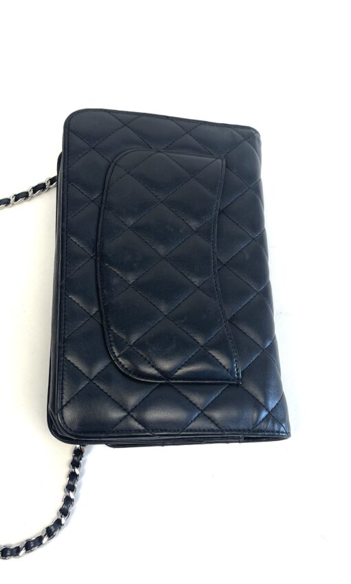 CHANEL Black Classic Wallet On Chain WOC Crossbody Lambskin SHW 6