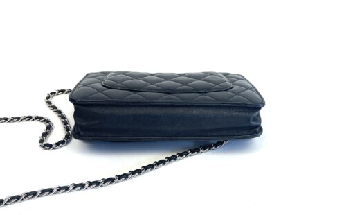 CHANEL Black Classic Wallet On Chain WOC Crossbody Lambskin SHW 9