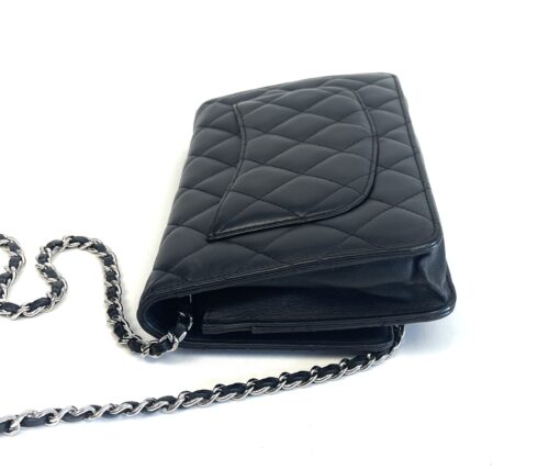 CHANEL Black Classic Wallet On Chain WOC Crossbody Lambskin SHW 7