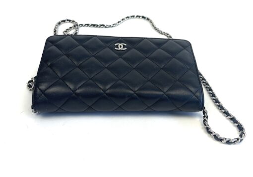 CHANEL Black Classic Wallet On Chain WOC Crossbody Lambskin SHW 12