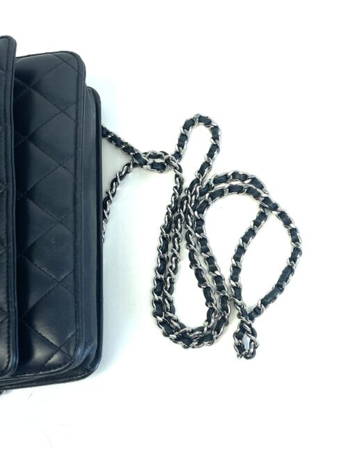 CHANEL Black Classic Wallet On Chain WOC Crossbody Lambskin SHW 23