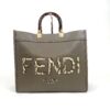 Fendi Sunshine Shopper Tote Vitello King Plexiglass Elaphe Python Print Logo Medium Miele Scuro Taupe